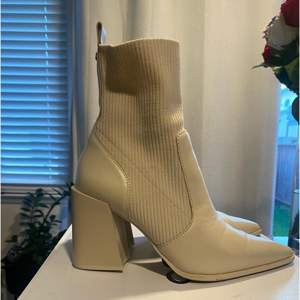 Cream Aldo block bootie. size 8